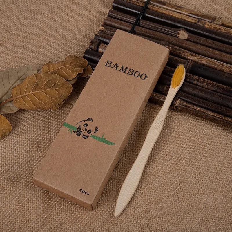 Bamboo Charcoal Toothbrushes – Extra Soft & Biodegradable (4pc)