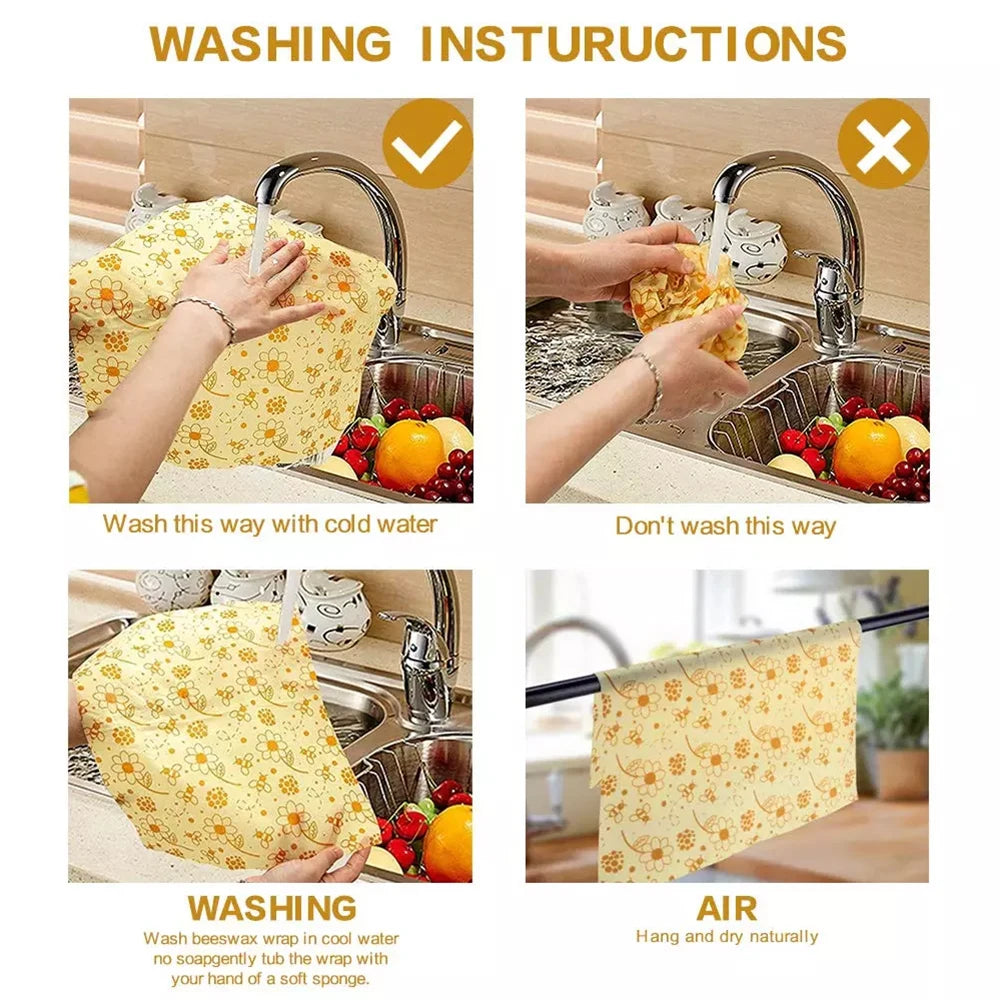 Eco-Friendly Reusable Beeswax Food Wraps - Organic Fresh-Keeping Storage Cloth with Custom Patterns