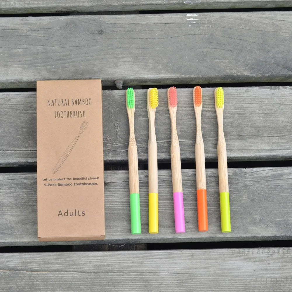 Eco-Friendly Bamboo Toothbrush Set – Soft Bristles & Biodegradable (5/10pc)