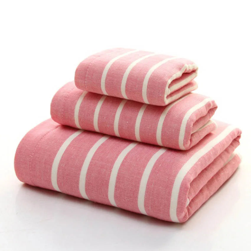 Plush Striped 100% Cotton Towel Set - Ultra Absorbent