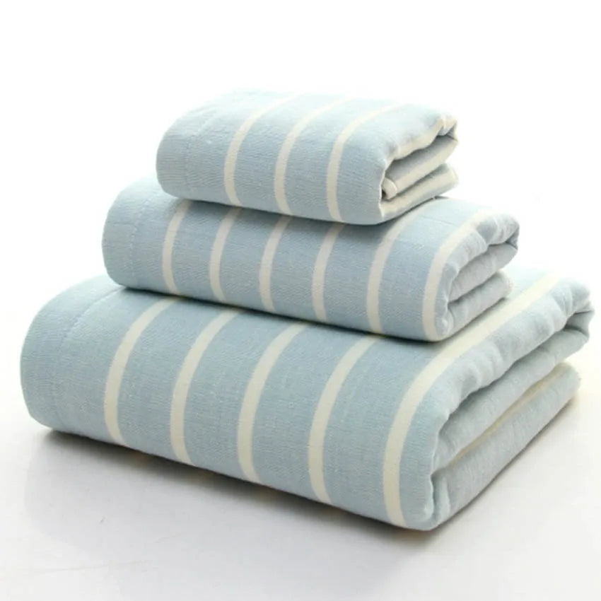 Plush Striped 100% Cotton Towel Set - Ultra Absorbent