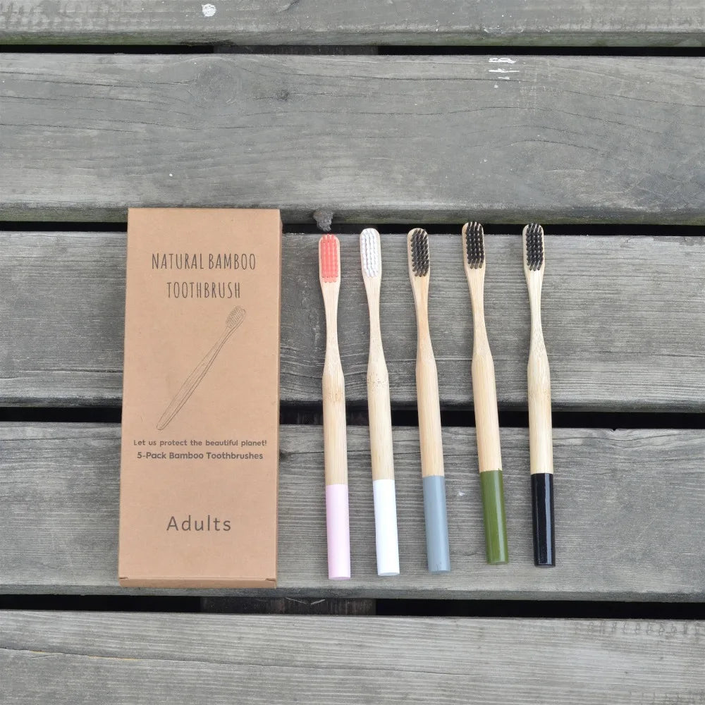 Eco-Friendly Bamboo Toothbrush Set – Soft Bristles & Biodegradable (5/10pc)