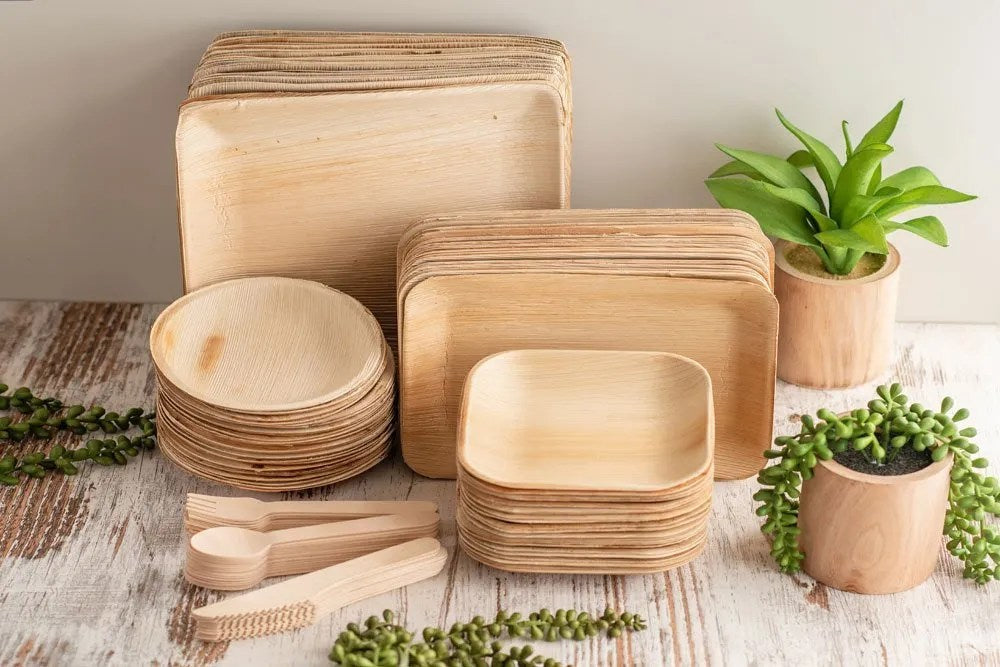 Disposable bamboo plate and Cutlery Pack