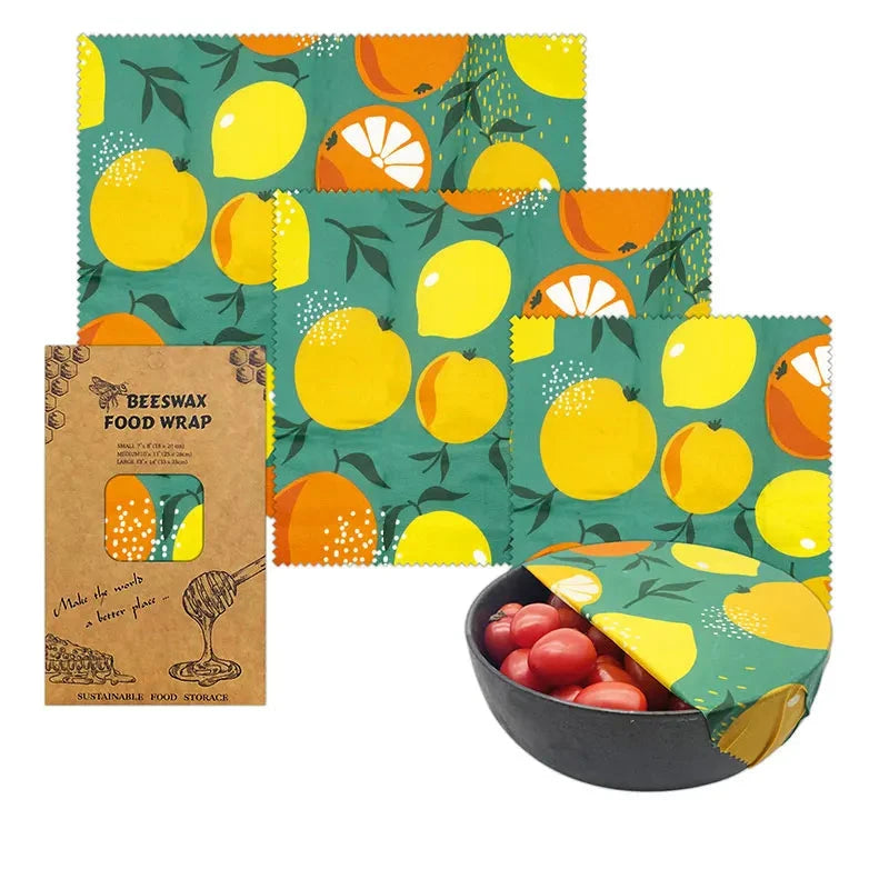 Reusable Organic Beeswax Food Wrap - Eco-Friendly Food Storage Cloth for Fresh Keeping and Sustainable Kitchen Use