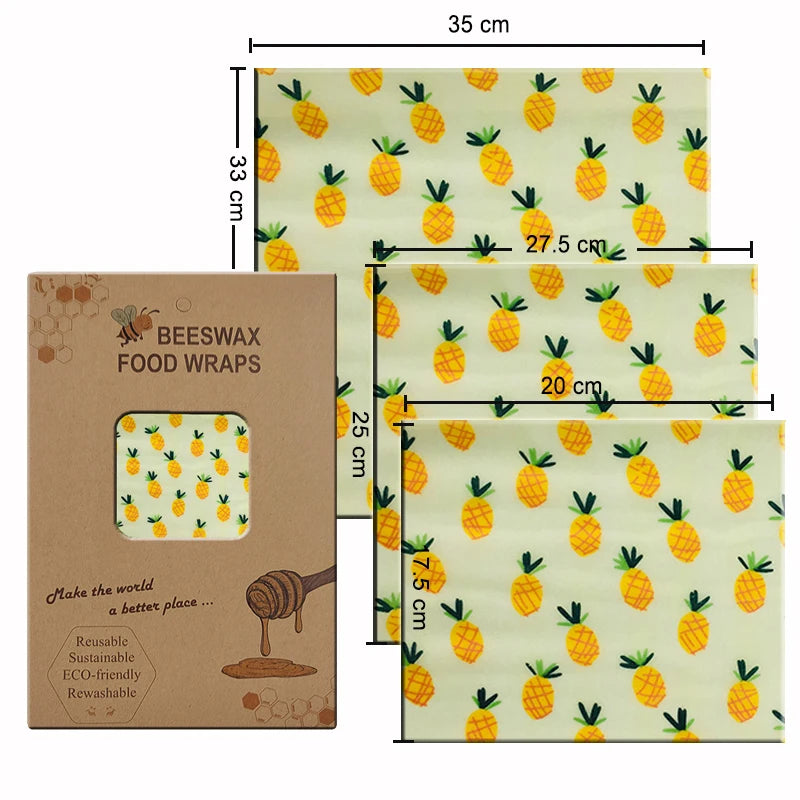 Eco-Friendly Reusable Beeswax Food Wraps - Organic Fresh-Keeping Storage Cloth with Custom Patterns