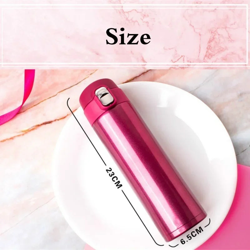 500ml Stainless Steel Thermos Bottle – Bouncing Cover for Easy Access