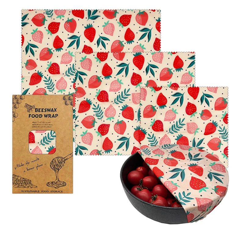 Eco-Friendly Reusable Beeswax Food Wraps - Organic Fresh-Keeping Storage Cloth with Custom Patterns