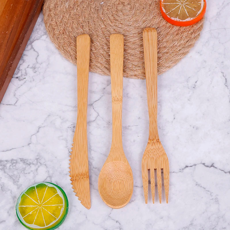 Eco-Friendly Bamboo Travel Cutlery Set – Reusable Fork, Knife & Spoon