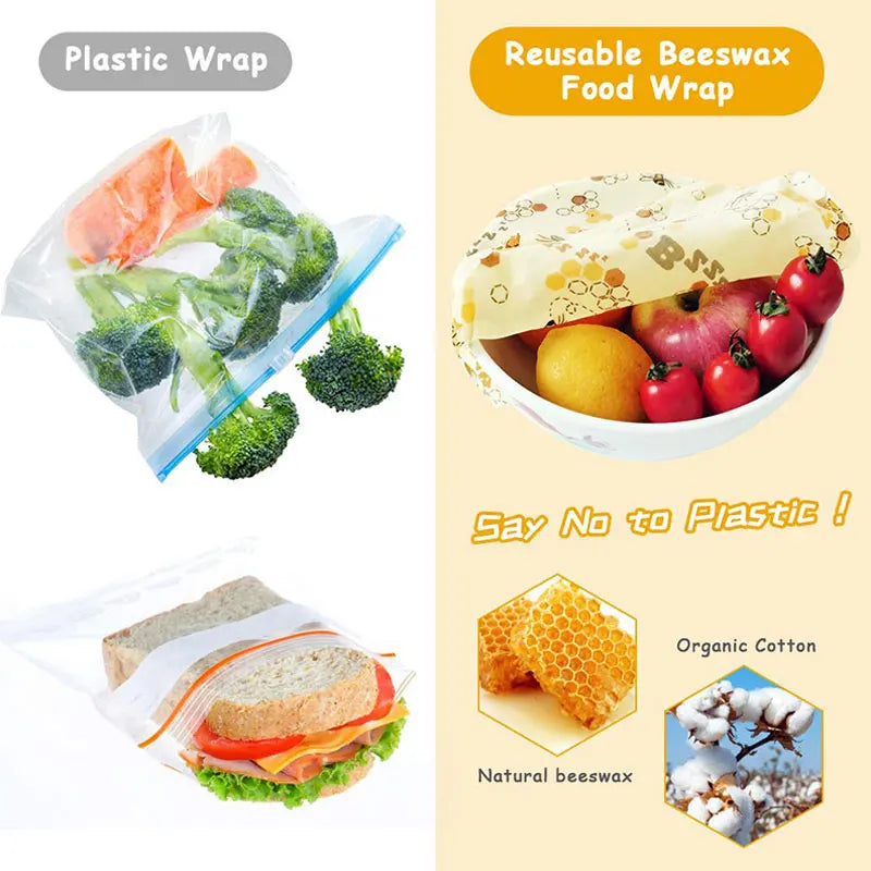 Reusable Organic Beeswax Food Wrap - Eco-Friendly Food Storage Cloth for Fresh Keeping and Sustainable Kitchen Use