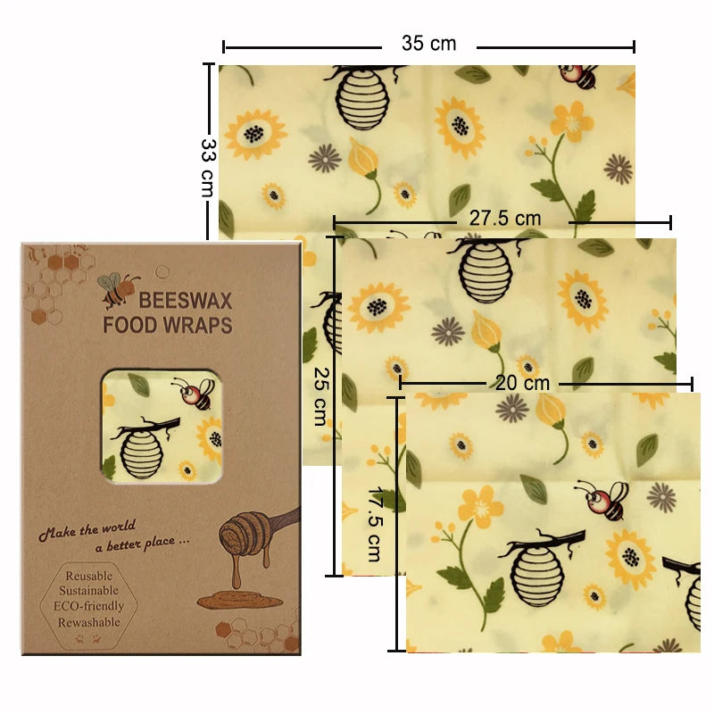 Eco-Friendly Reusable Beeswax Food Wraps - Organic Fresh-Keeping Storage Cloth with Custom Patterns