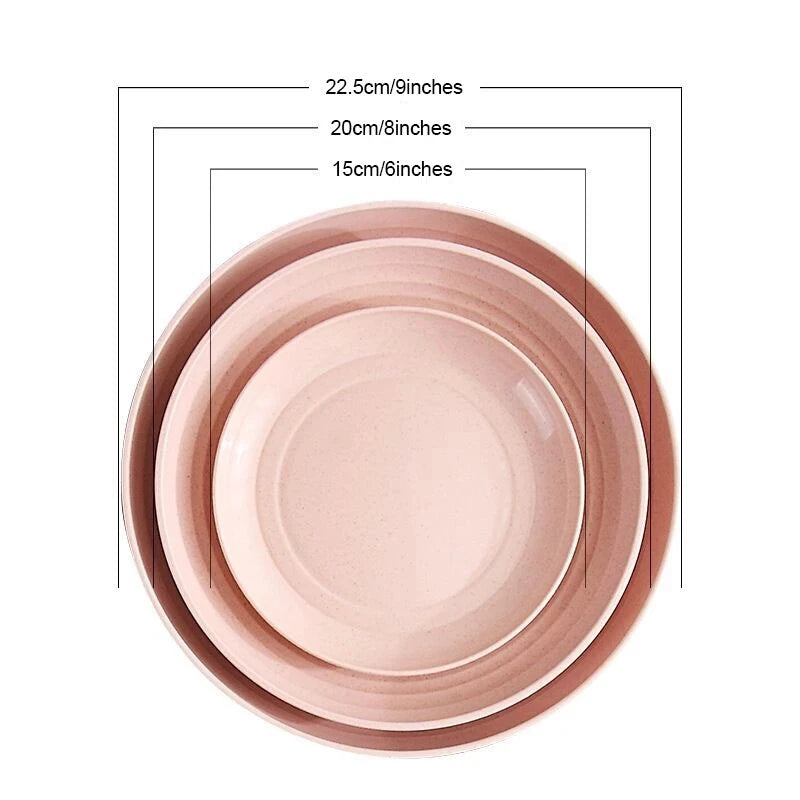 4-Pc Wheat Straw Dinner Plate Set - Eco-Friendly, Biodegradable, BPA-Free