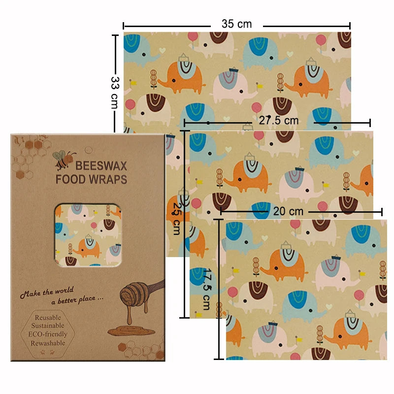 Eco-Friendly Reusable Beeswax Food Wraps - Organic Fresh-Keeping Storage Cloth with Custom Patterns