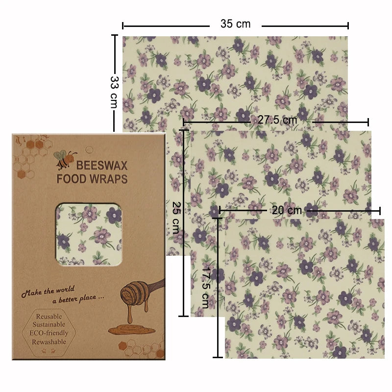 Eco-Friendly Reusable Beeswax Food Wraps - Organic Fresh-Keeping Storage Cloth with Custom Patterns