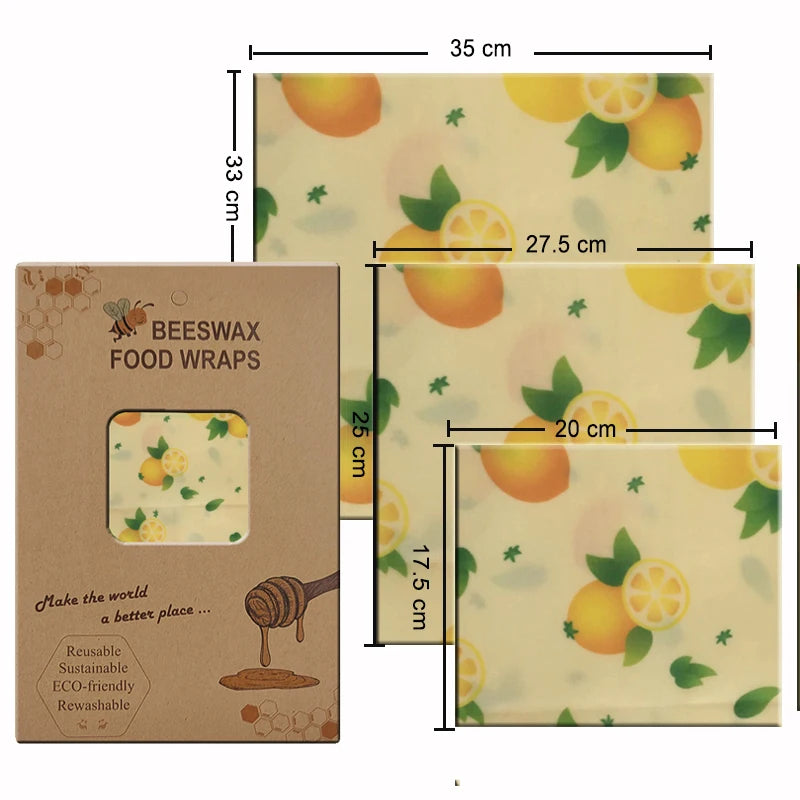 Eco-Friendly Reusable Beeswax Food Wraps - Organic Fresh-Keeping Storage Cloth with Custom Patterns