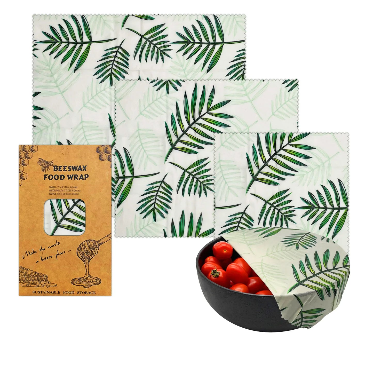 Eco-Friendly Reusable Beeswax Food Wraps - Organic Fresh-Keeping Storage Cloth with Custom Patterns