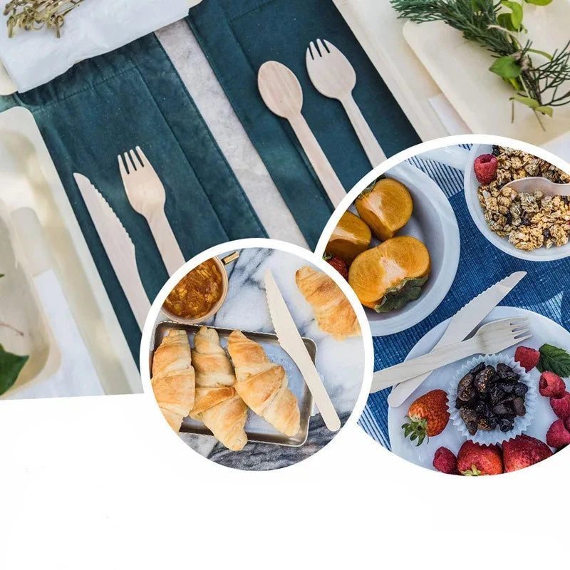 Disposable Wooden Cutlery – Eco-Friendly Party Utensils