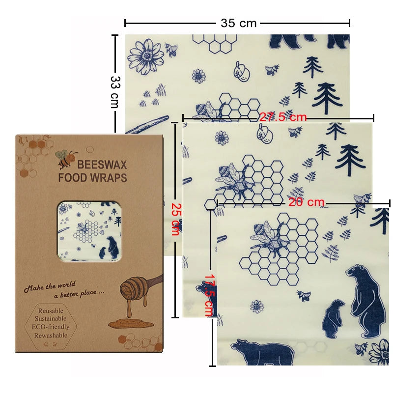 Eco-Friendly Reusable Beeswax Food Wraps - Organic Fresh-Keeping Storage Cloth with Custom Patterns