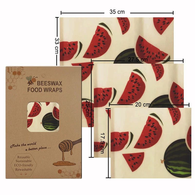 Eco-Friendly Reusable Beeswax Food Wraps - Organic Fresh-Keeping Storage Cloth with Custom Patterns