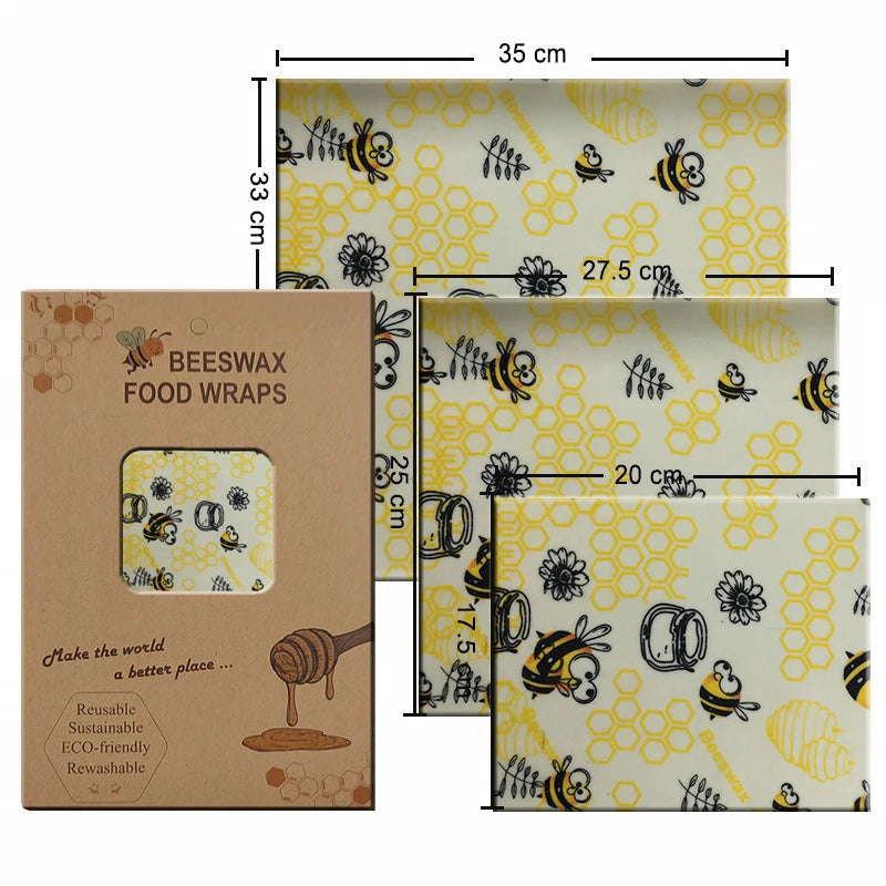 Eco-Friendly Reusable Beeswax Food Wraps - Organic Fresh-Keeping Storage Cloth with Custom Patterns