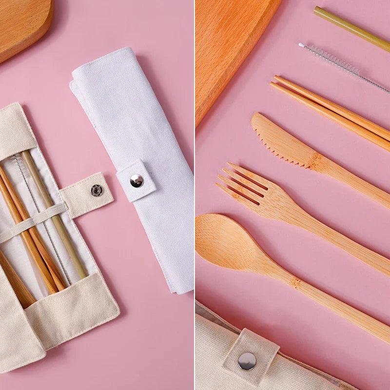 Eco-Friendly Bamboo Cutlery Set – Perfect for Travel & Camping!