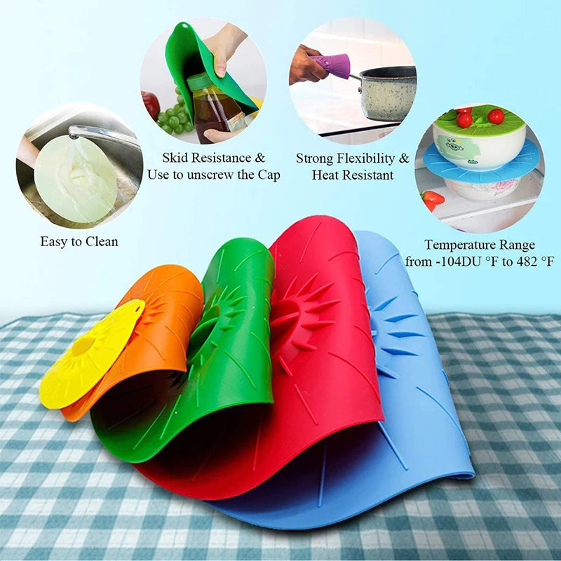 5-Pack Reusable Silicone Seal Covers – Universal Stretch-to-Fit Food Savers