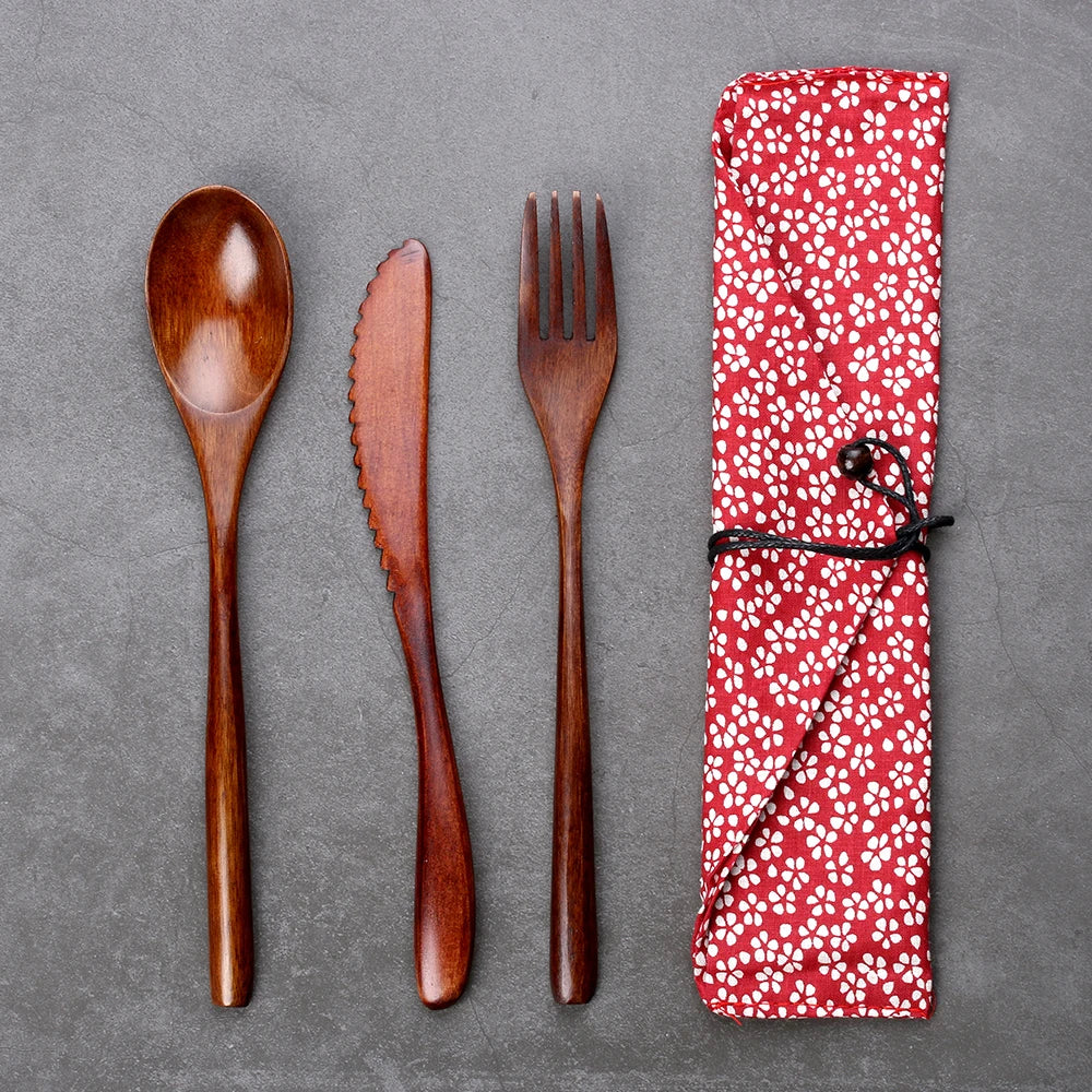 Portable Bamboo Cutlery Set – Reusable, Stylish & Travel-Ready!