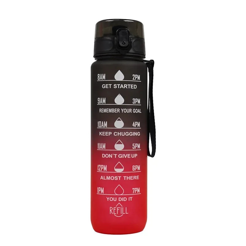 1L Time-Marked Water Bottle – Leak-Proof & BPA-Free