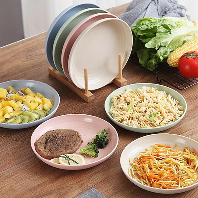 4-Pc Wheat Straw Dinner Plate Set - Eco-Friendly, Biodegradable, BPA-Free