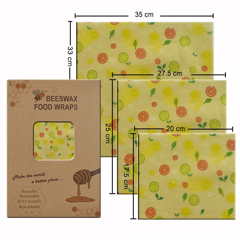 Eco-Friendly Reusable Beeswax Food Wraps - Organic Fresh-Keeping Storage Cloth with Custom Patterns