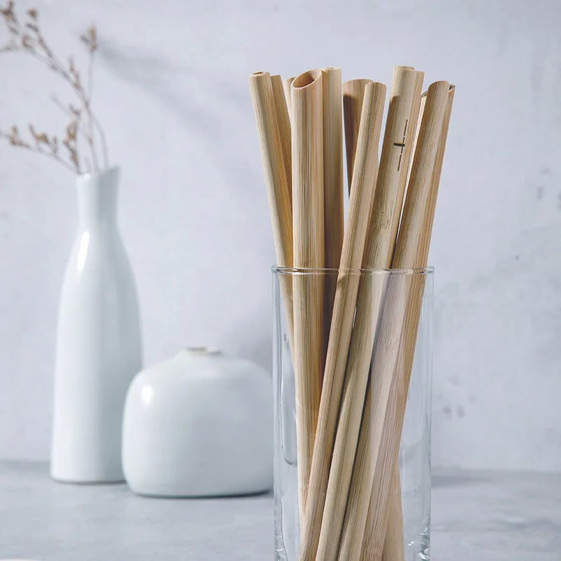 Eco-Friendly Bamboo Cocktail Straws – with Cleaning Brush 10pc