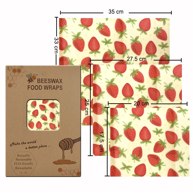 Eco-Friendly Reusable Beeswax Food Wraps - Organic Fresh-Keeping Storage Cloth with Custom Patterns