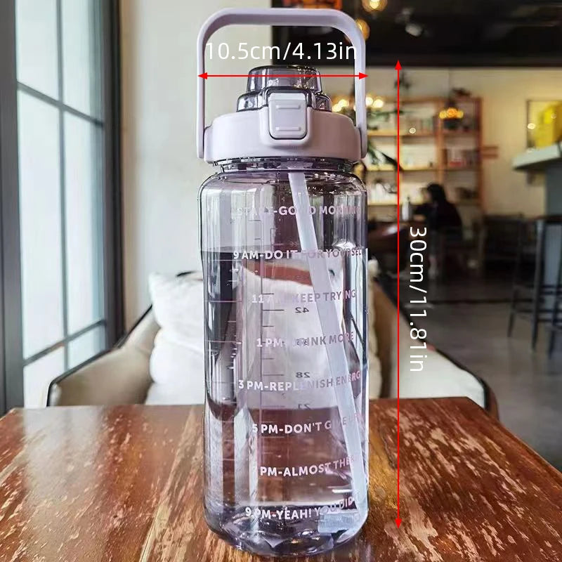 2L Large Capacity Eco-Friendly Sports Water Bottle – With Straw for Easy Sipping