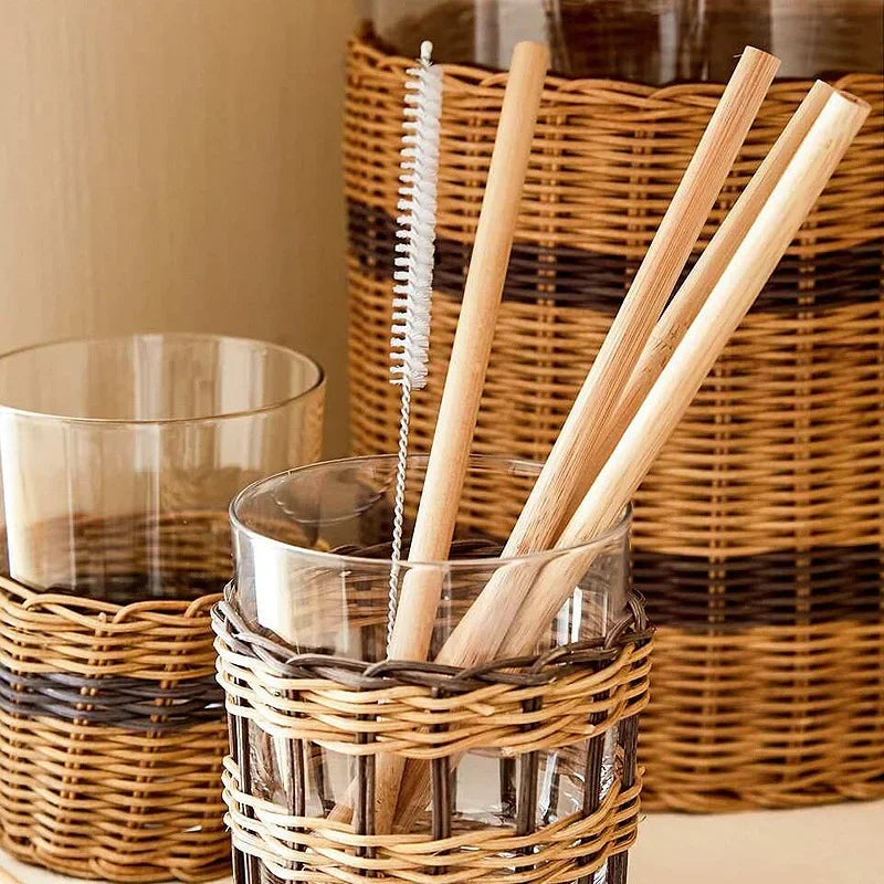 Reusable Bamboo Straw Set – Eco-Friendly with Cleaning Brush 1/2/4/10pc Sets