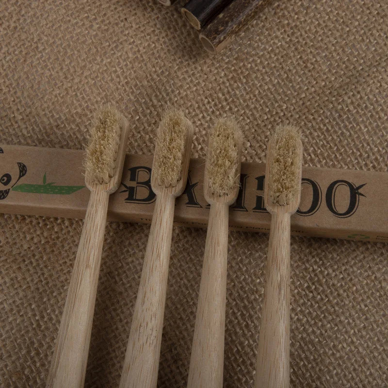 Bamboo Toothbrushes with Boar Bristles – Eco-Friendly & Biodegradable (10pc)