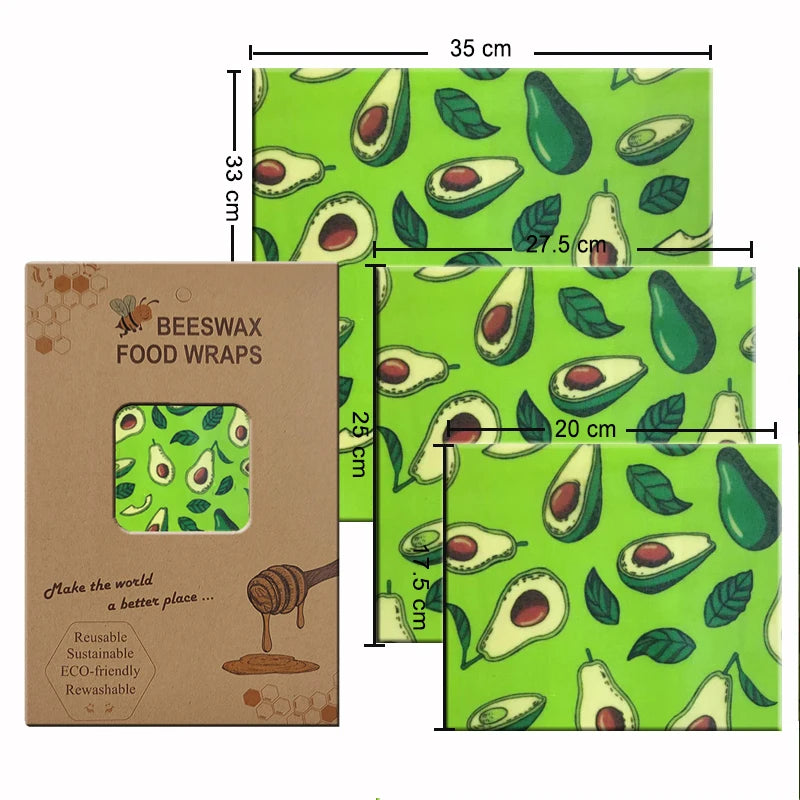 Eco-Friendly Reusable Beeswax Food Wraps - Organic Fresh-Keeping Storage Cloth with Custom Patterns