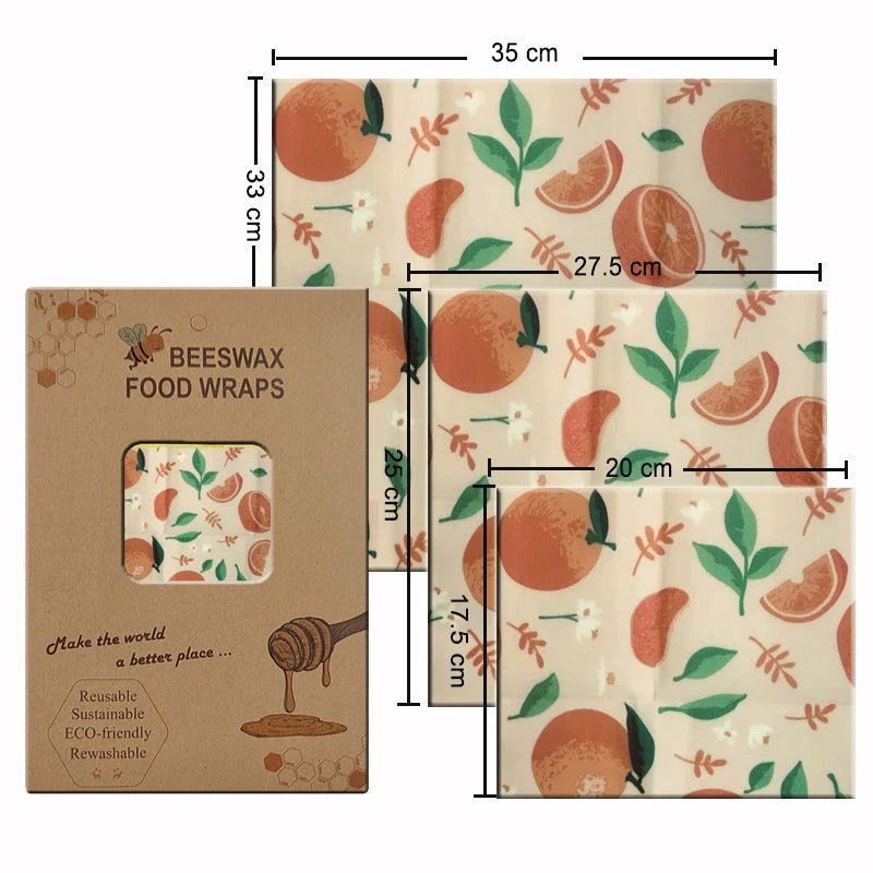 Eco-Friendly Reusable Beeswax Food Wraps - Organic Fresh-Keeping Storage Cloth with Custom Patterns