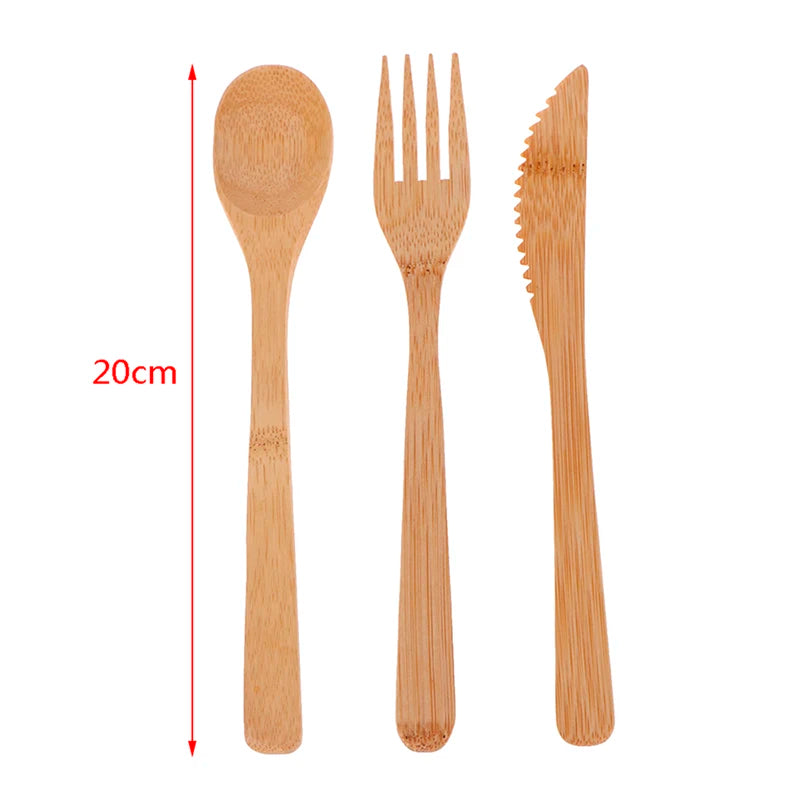 Eco-Friendly Bamboo Travel Cutlery Set – Reusable Fork, Knife & Spoon