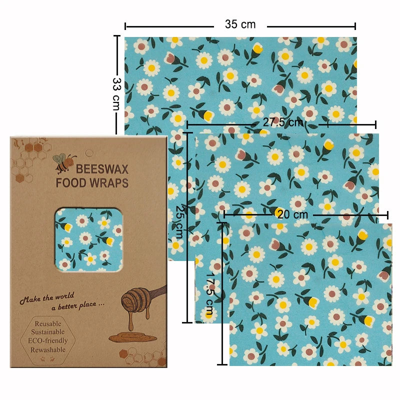 Eco-Friendly Reusable Beeswax Food Wraps - Organic Fresh-Keeping Storage Cloth with Custom Patterns