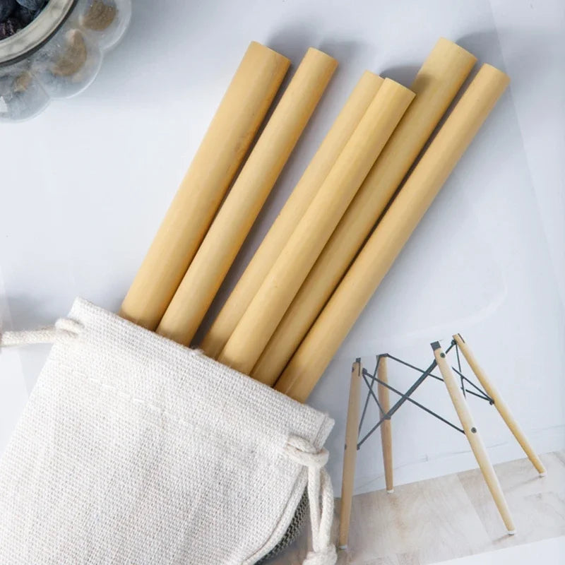 Reusable Bamboo Straw Set – Eco-Friendly with Cleaning Brush 1/2/4/10pc Sets