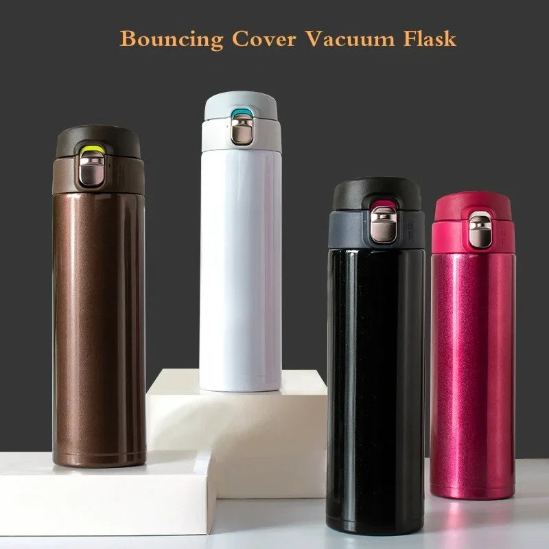 500ml Stainless Steel Thermos Bottle – Bouncing Cover for Easy Access