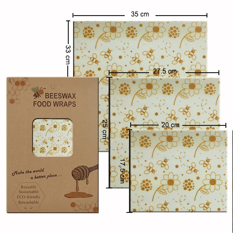 Eco-Friendly Reusable Beeswax Food Wraps - Organic Fresh-Keeping Storage Cloth with Custom Patterns