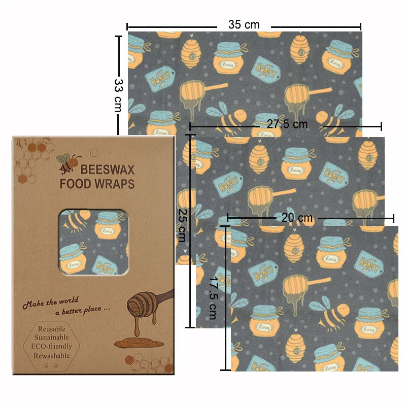 Eco-Friendly Reusable Beeswax Food Wraps - Organic Fresh-Keeping Storage Cloth with Custom Patterns