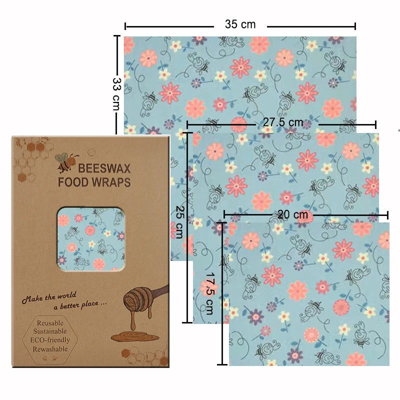 Eco-Friendly Reusable Beeswax Food Wraps - Organic Fresh-Keeping Storage Cloth with Custom Patterns