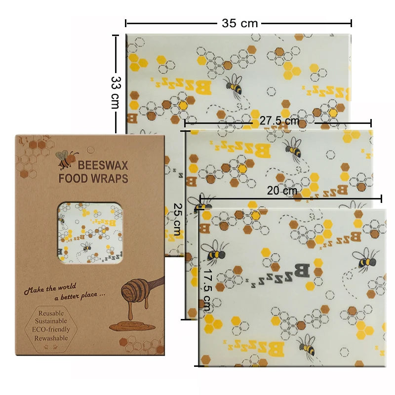 Eco-Friendly Reusable Beeswax Food Wraps - Organic Fresh-Keeping Storage Cloth with Custom Patterns