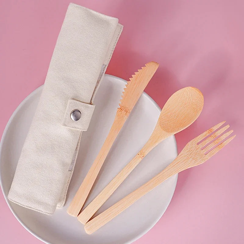 Eco-Friendly Bamboo Cutlery Set – Perfect for Travel & Camping!