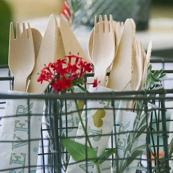 Disposable Wooden Cutlery – Eco-Friendly Party Utensils