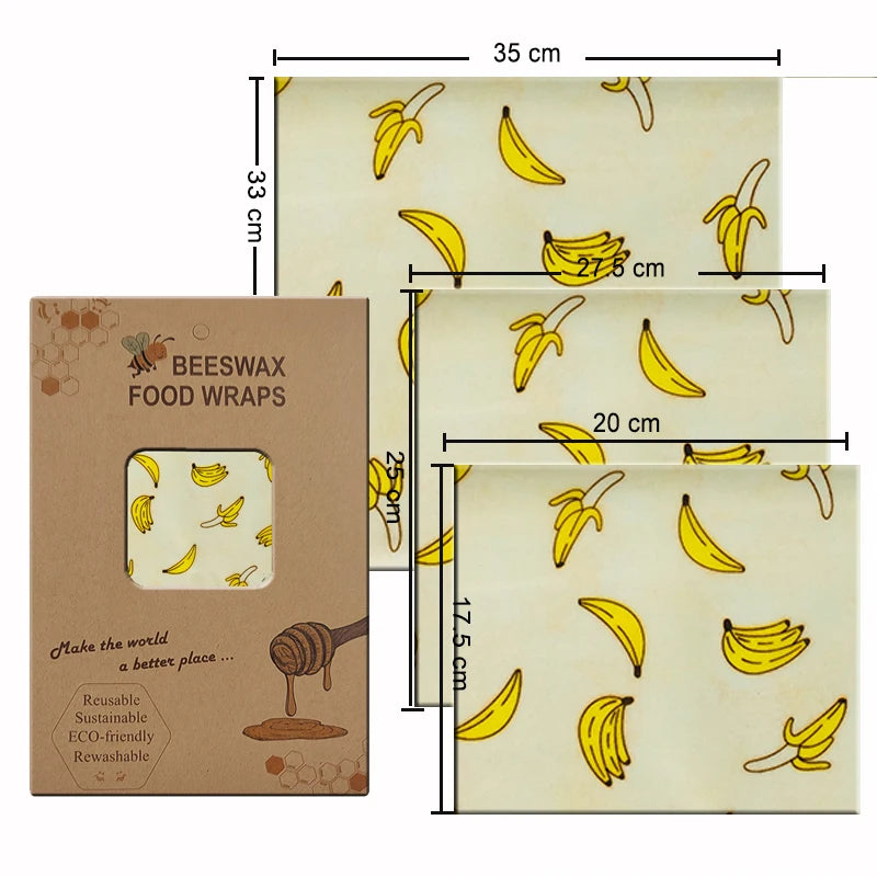 Eco-Friendly Reusable Beeswax Food Wraps - Organic Fresh-Keeping Storage Cloth with Custom Patterns