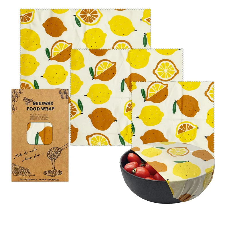 Eco-Friendly Reusable Beeswax Food Wraps - Organic Fresh-Keeping Storage Cloth with Custom Patterns