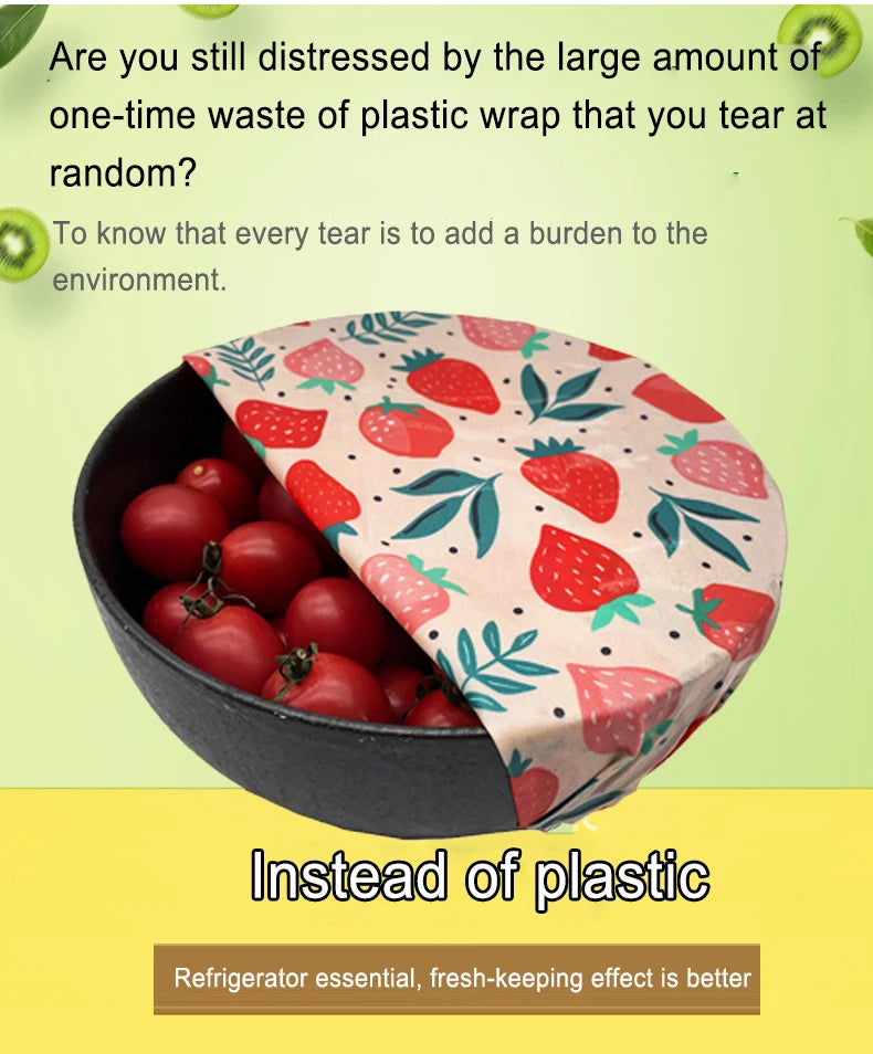 Eco-Friendly Reusable Beeswax Food Wraps - Organic Fresh-Keeping Storage Cloth with Custom Patterns