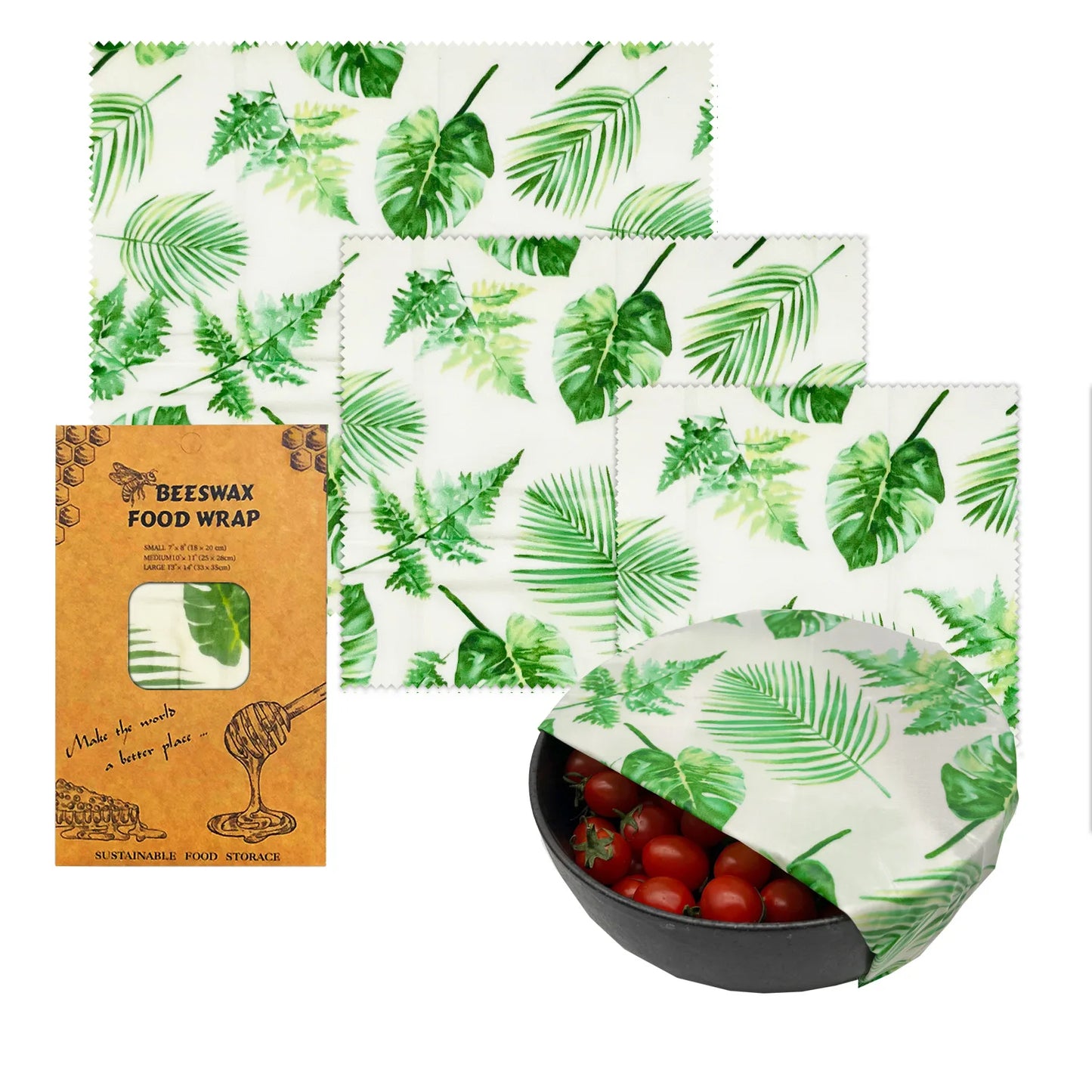 Eco-Friendly Reusable Beeswax Food Wraps - Organic Fresh-Keeping Storage Cloth with Custom Patterns